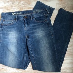 Madewell Rail Straight Faded Wash Blue Jean Denim